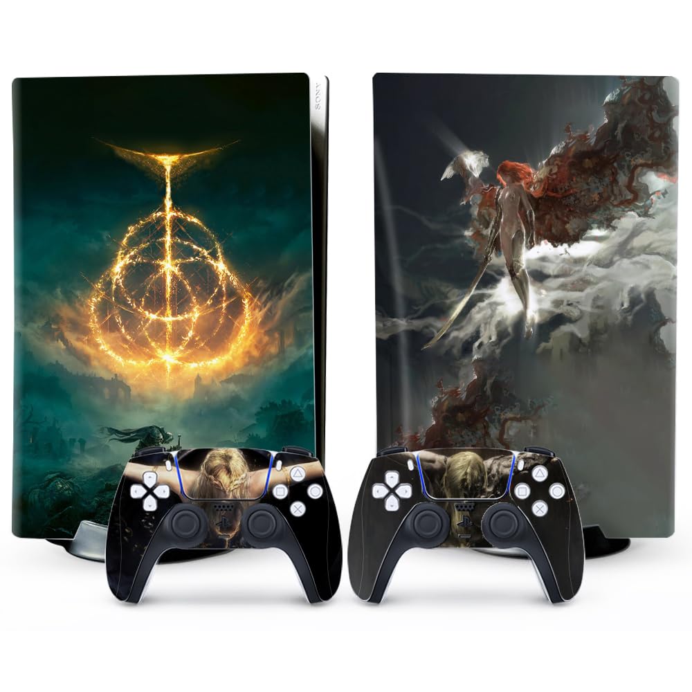 Toxxos PS5 Skin - Disc Edition Console and Controller Accessories Cover Skins PS5 Controller Skin Gift ps5 Skins for Console Full Set PS5 Skin Blue and Gery