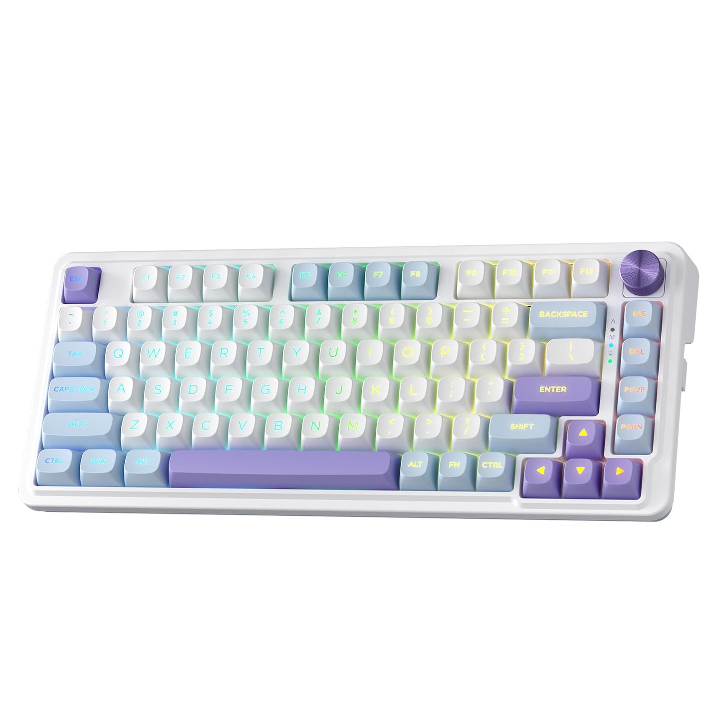 Redragon K673 MAX 75% Wireless Gasket RGB Gaming Keyboard 3-Modes 81 Keys PBT Compact Mechanical Keyboard w/Hot-Swap Socket Dedicated Knob Control & 5-Layer Noise Dampening Custom Linear Switch