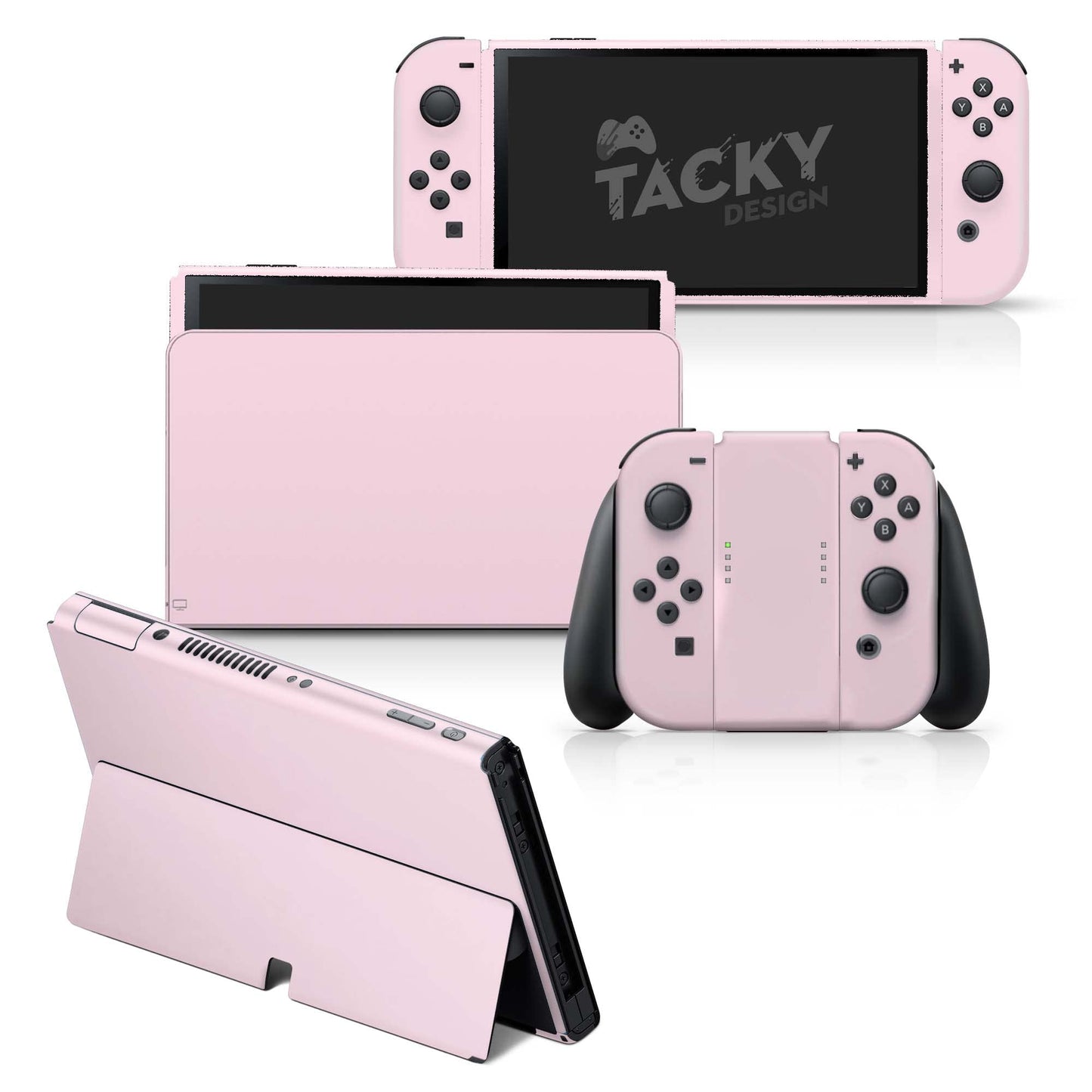 Tacky Design Classic Solid Color Skin Compatible with Nintendo Switch OLED Skin Wrap Cover Simple Color Skin for Nintendo Switch OLED Stickers Premium Vinyl 3M Full Wrap Decal (Pastel Powder Blue)