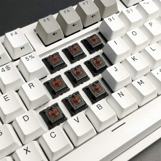 DURGOD K310_US Mechanical Keyboard - Cherry MX Brown, N-Key Rollover, 104 Keys, Type C, White, PBT Keycaps for Gamers & Typists
