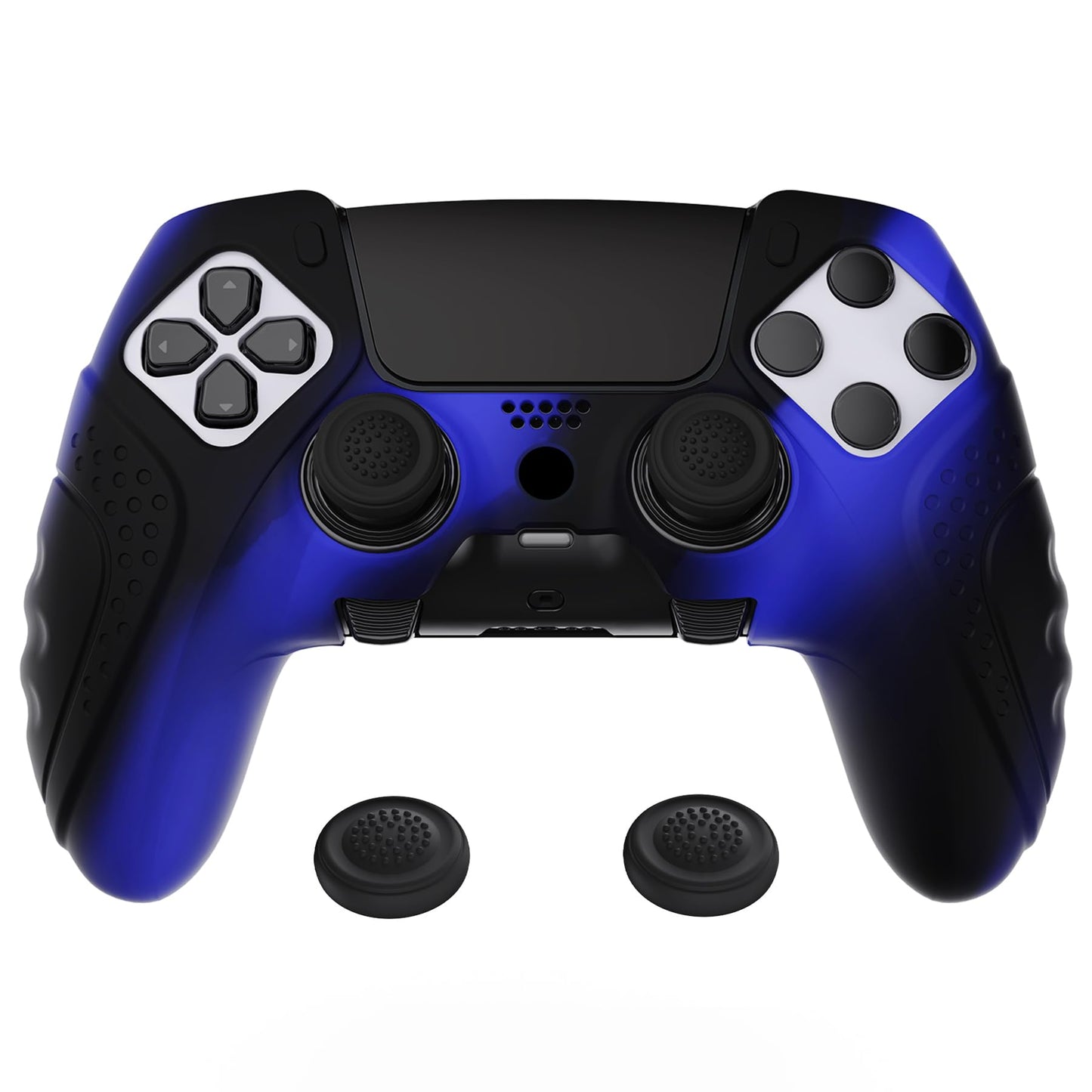 PlayVital Guardian Edition Anti-Slip Ergonomic Silicone Cover Case for ps5 Edge Controller Soft Rubber Protector Skin for ps5 Edge Wireless Controller with Thumb Grip Caps - Blue & Black