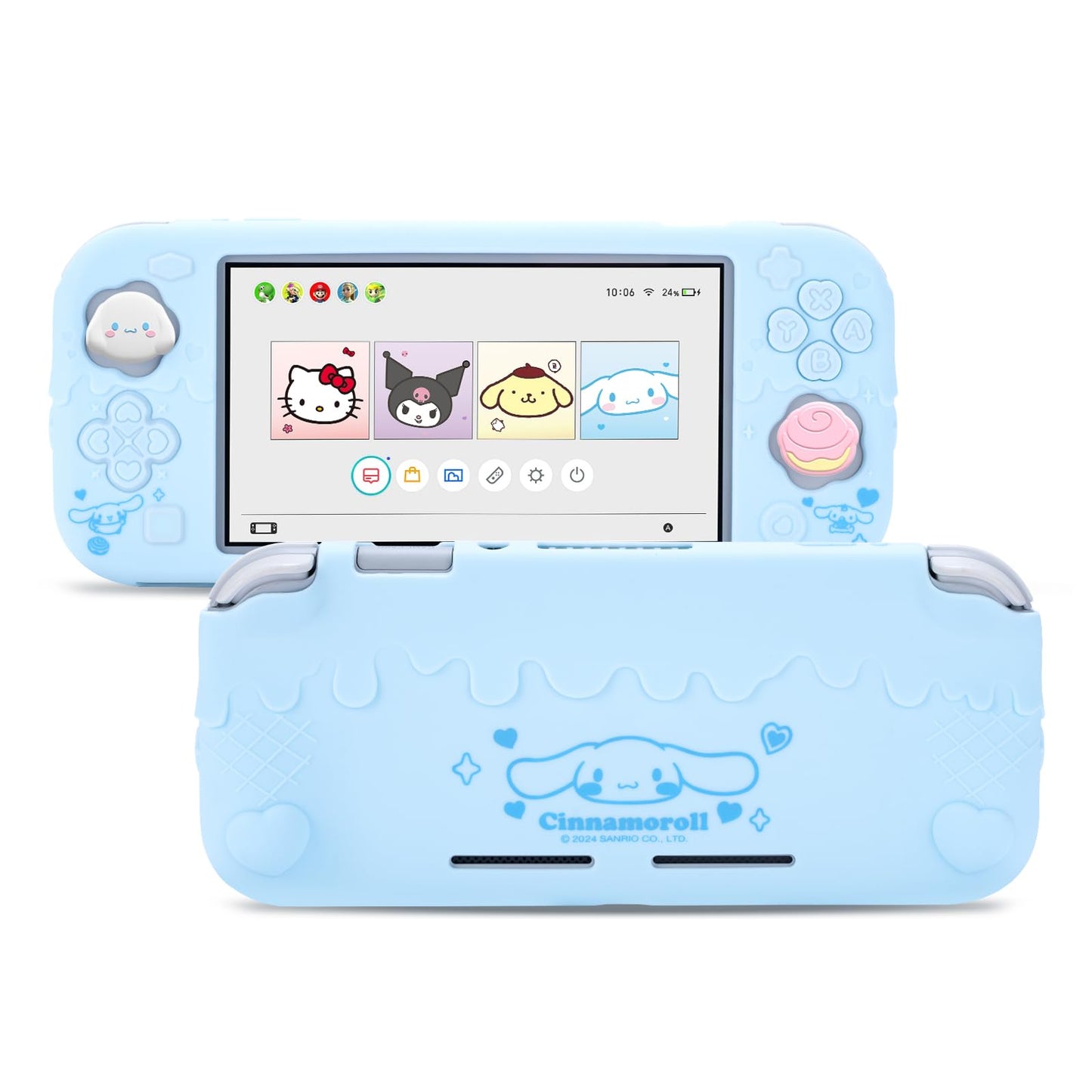 Kuitmor Switch Lite Case Soft Silicone Protective Case Anti-Scratch Protective Cover Compatible with Switch Lite 2019 with 2 Thumb Grip Caps - DEG