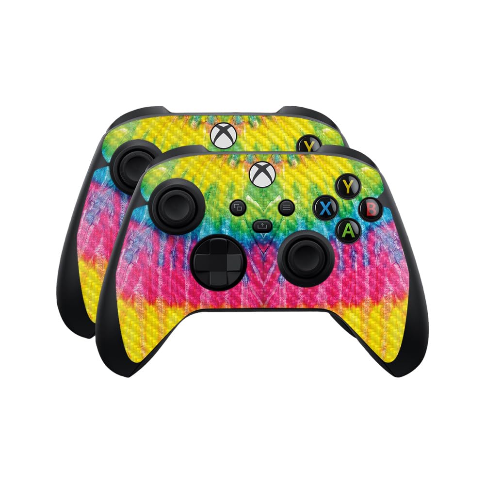 Carbon Fiber Skin Compatible with Microsoft Xbox Series X|S Controller (2 Pack) - Tie Dye 2 - Premium 3M Vinyl Protective Wrap Decal Cover - Easy to Apply | Crafted in The USA by MightySkins