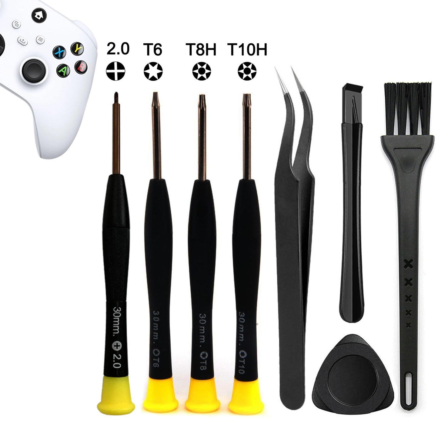 Cleaning Repair Tool Kit for Xbox One Elite 1 Elite 2 360 One S Series S/X Controller and Console Crossed Screwdriver PH00(+2.0) Torx Security Screwdriver Set T6 T8H T10H Accessory Kit(Xbox-8)