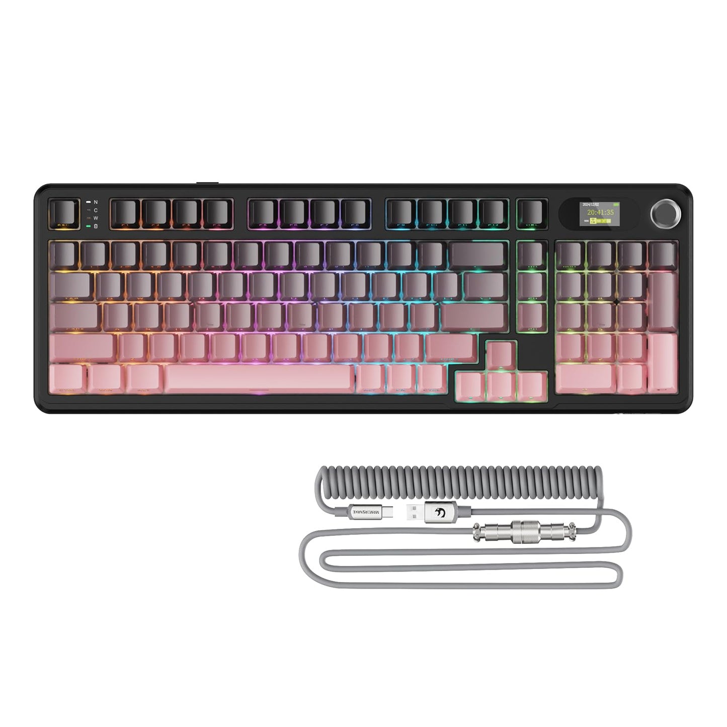 ATTACK SHARK X98PRO Wireless Mechanical Keyboard Multi-Function Knob&TFT Screen Tri-Mode BT/2.4GHz/USB-C Keyboard Hot-Swappable RGB Backlit 4000mAh 98 Keys Cloud Drive for Win/Mac/Linux-BlackBerry