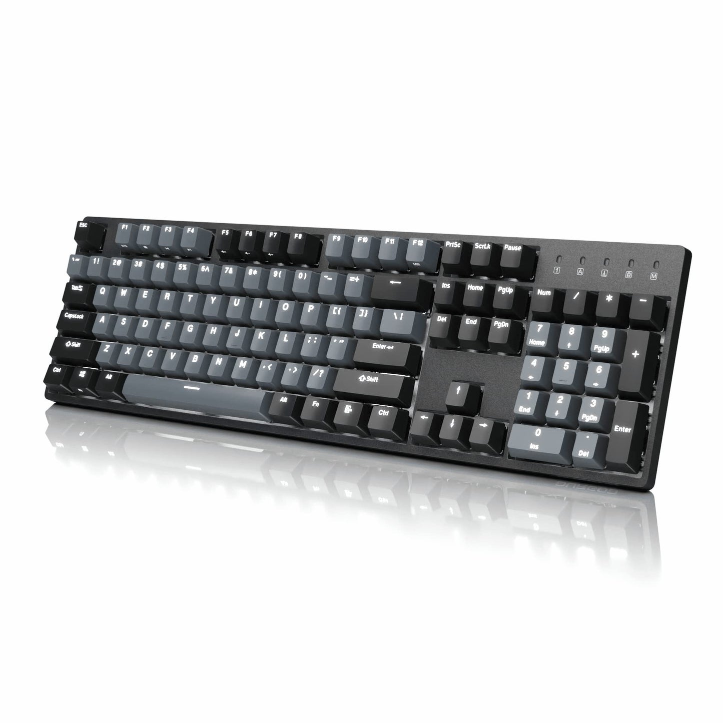 DURGOD K310 Corona White Backlit Full Size Mechanical Keyboard | 104 Keys Full Size | USB C Wired | Doubleshot PBT Keycaps | Programmable Keys | NKRO | Windows & Mac (Corona Cherry MX Brown Switch)