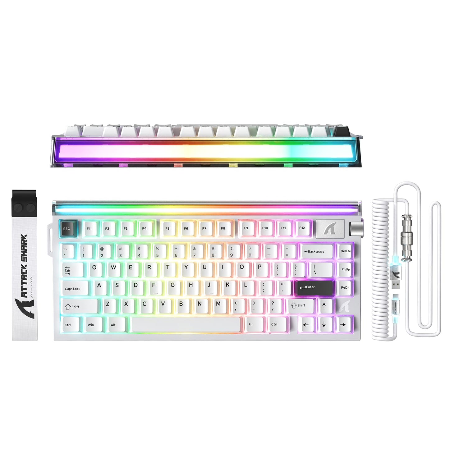 ATTACK SHARK R85 HE 75% Magnetic Wired Gaming Keyboard 8KHz Polling Rate Rapid Trigger 0.005mm RT Precision 256K Scan Rate Custom Hot-Swappable Web Driver PC Keyboard for Gamer/Win/Mac Starlight White