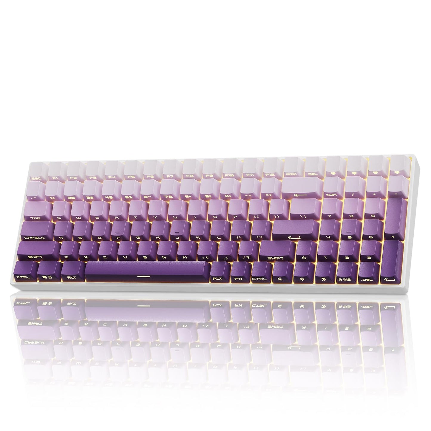 ZORNHER ZH100 Wireless Mechanical Keyboard 98% Purple Creamy Keyboard with Number Pad Full Size Gaming Keyboard Lighted Up PBT Dipped Keycaps Creamy Sounding Linear Switches