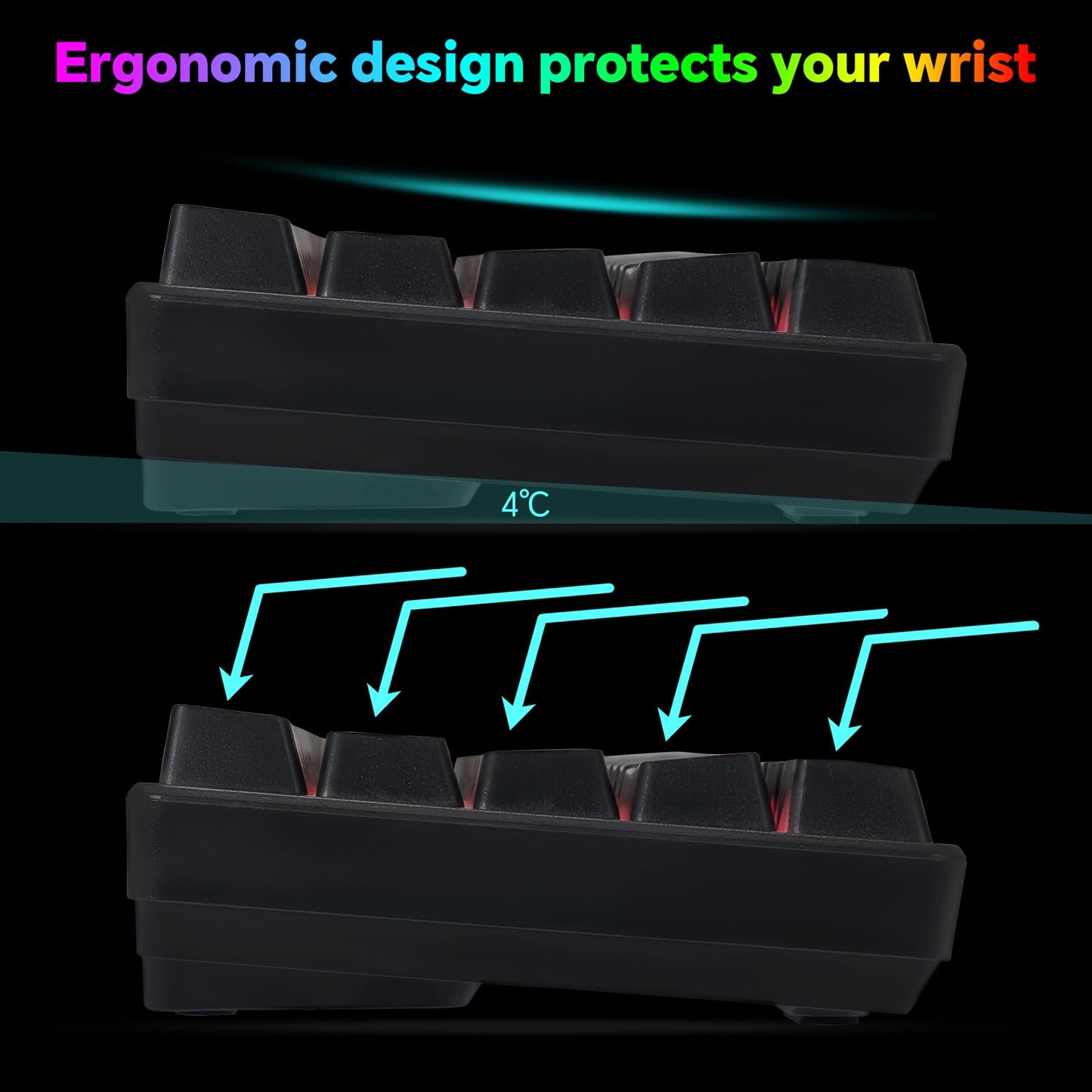 CHONCHOW Wireless Gaming Keyboard and Mouse Combo, 68-Key LED Backlit, Rechargeable 2000mAh, Portable Waterproof for PC/Mac Gamers