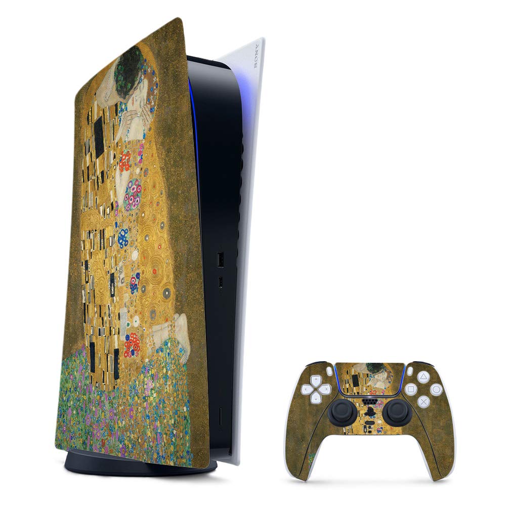 MightySkins Gaming Skin for PS5 / Playstation 5 Digital Edition Bundle - The Kiss | Protective Viny wrap | Easy to Apply and Change Style | Made in The USA
