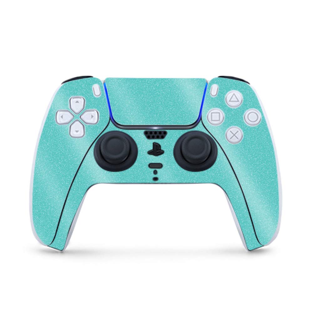 MightySkins Glossy Glitter Gaming Skin for PS5 / PlayStation 5 Controller - Solid Turquoise | Durable High-Gloss Glitter Finish | Easy to Apply and Change Style | Made in The USA