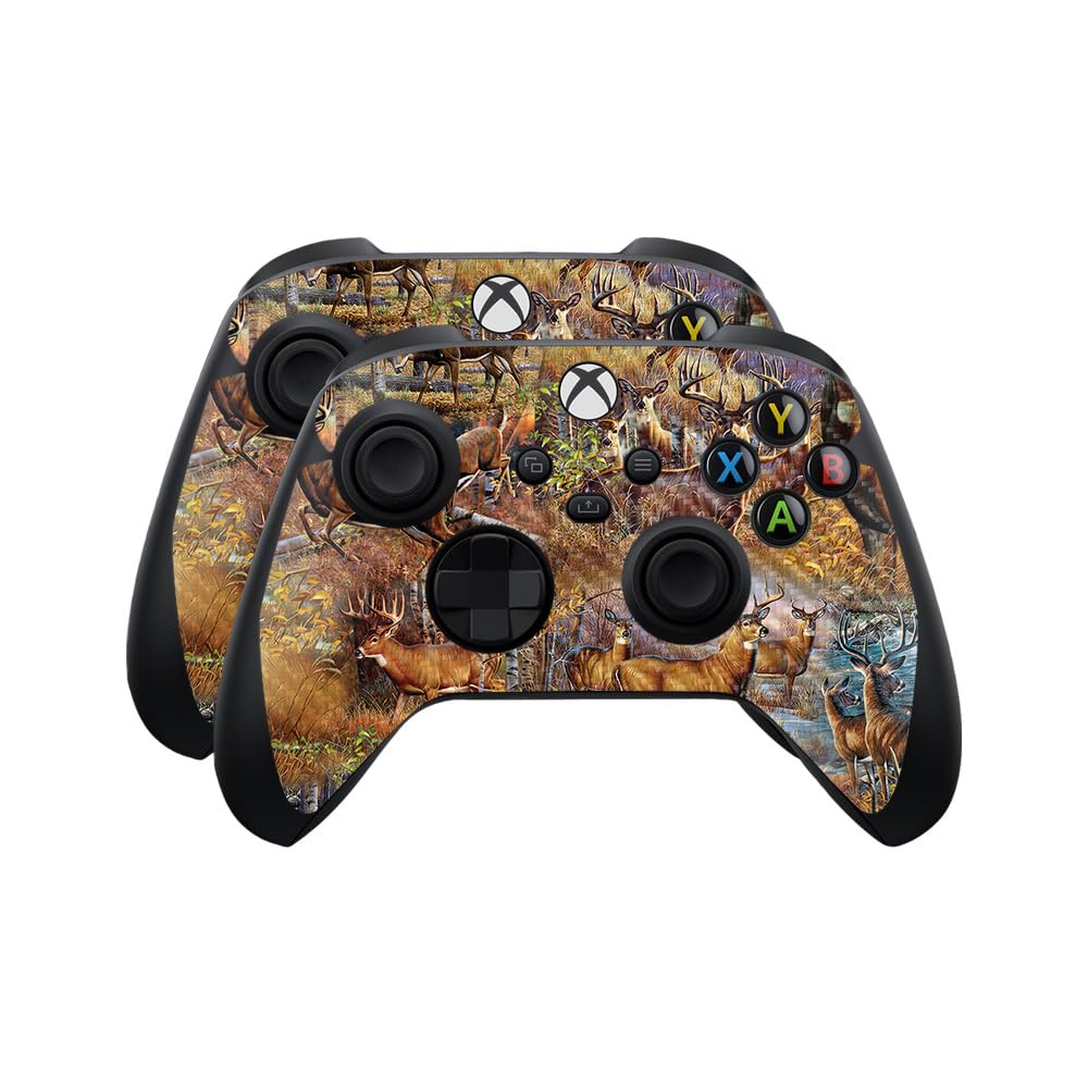 Carbon Fiber Skin Compatible with Microsoft Xbox Series X|S Controller (2 Pack) - Deer Pattern - Premium 3M Vinyl Protective Wrap Decal Cover - Easy to Apply | Crafted in The USA by MightySkins