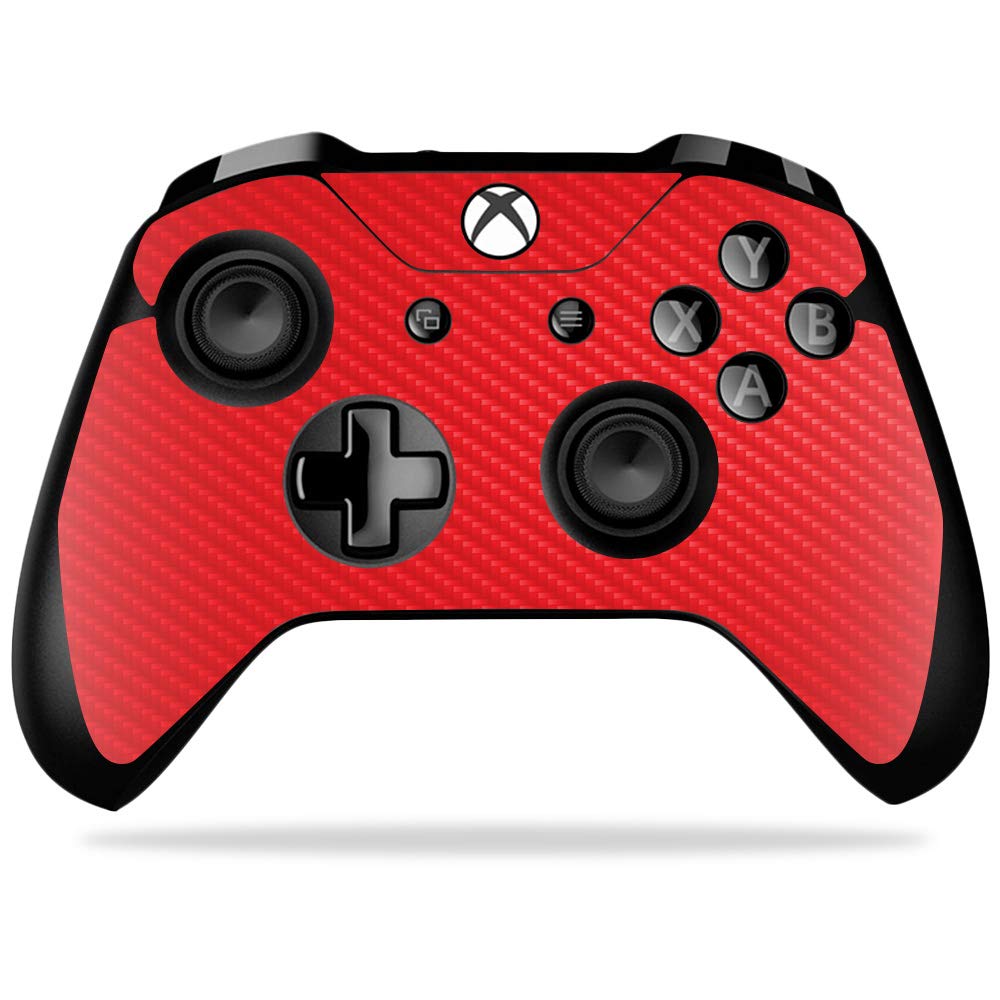 MightySkins Carbon Fiber Skin for Microsoft Xbox One X Controller - Solid Red | Protective Durable Textured Carbon Fiber Finish | Easy to Apply Remove and Change Styles | Made in The USA