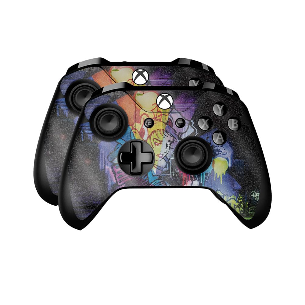 Glossy Glitter Skin Compatible with Microsoft Xbox One Controller (2 Pack) - Midnight Mischief - Premium 3M Vinyl Protective Wrap Decal Cover - Easy to Apply | Crafted in The USA by MightySkins