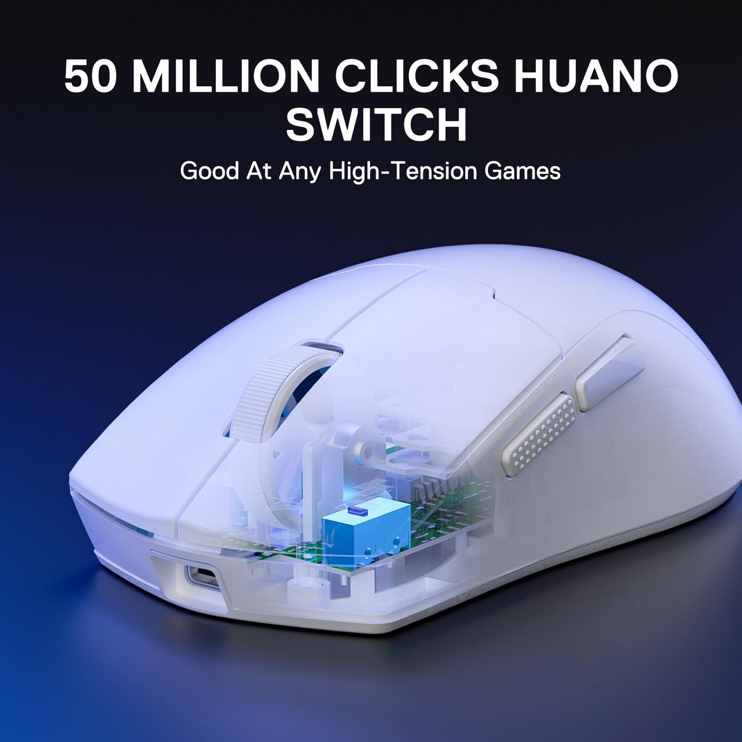 Redragon M918 PRO Wireless Gaming Mouse - 55G Lightweight, 26K DPI, Ergonomic Design, Programmable Buttons, White