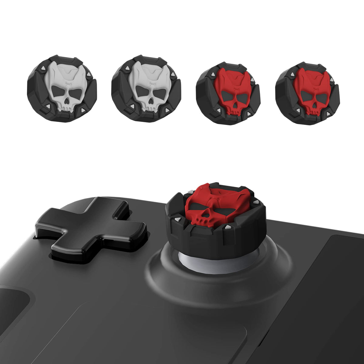 GeekShare Thumb Grip Caps for Steam Deck Joystick Soft Silicone Anti-Slip Thumbsticks Cover Set Compatible with Steam Deck Only - 2 Pairs/4 PCS (Black & Red)