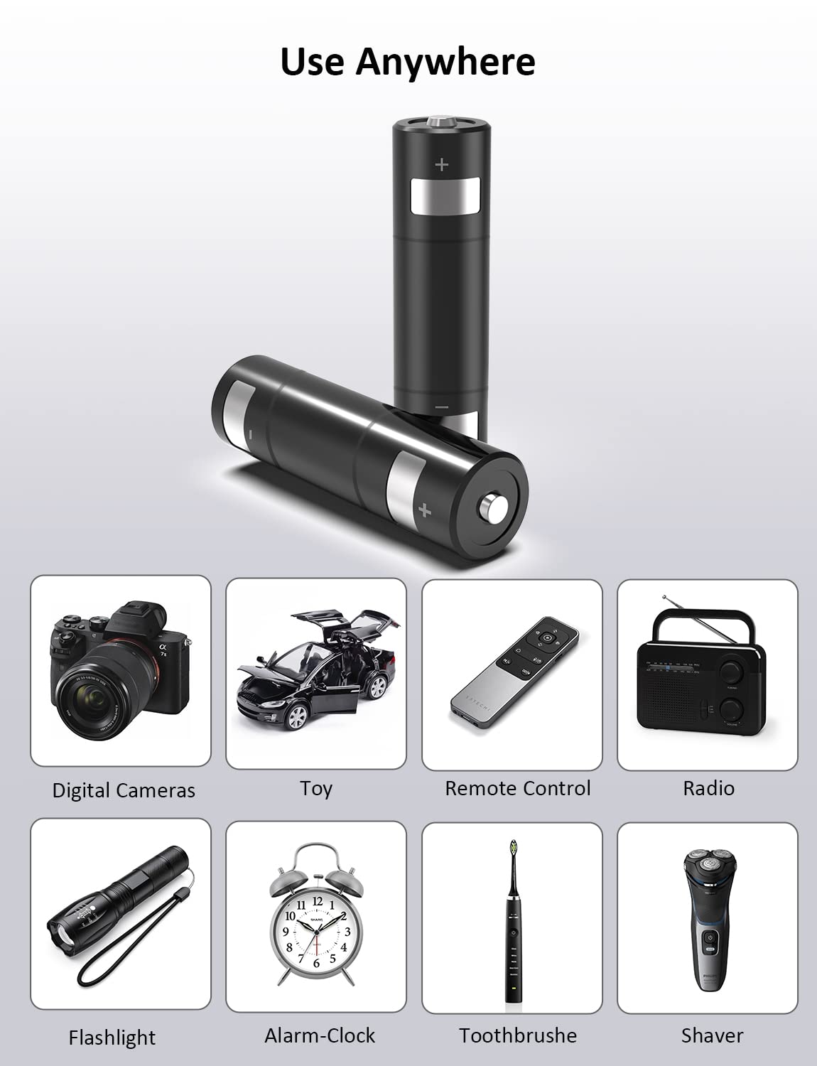 NexiGo AA Rechargeable Batteries 1850mAh for Oculus Quest 2 Charging Dock - Black (2 Pack)