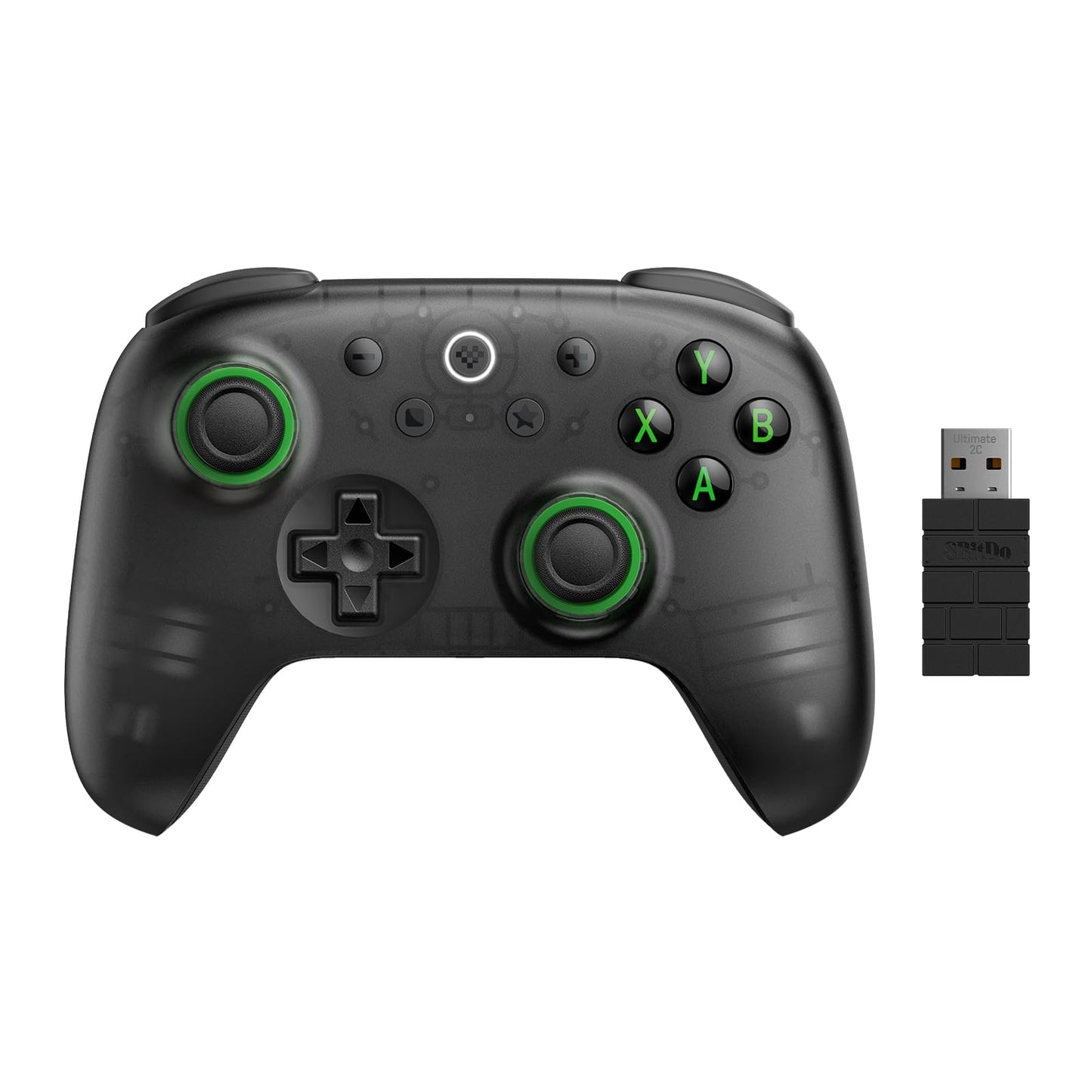 8BitDo Ultimate 2C Wireless Controller for Windows PC and Android with 1000 Hz Polling Rate Hall Effect Joysticks and Triggers and Remappable L4/R4 Bumpers (Transparent Black)