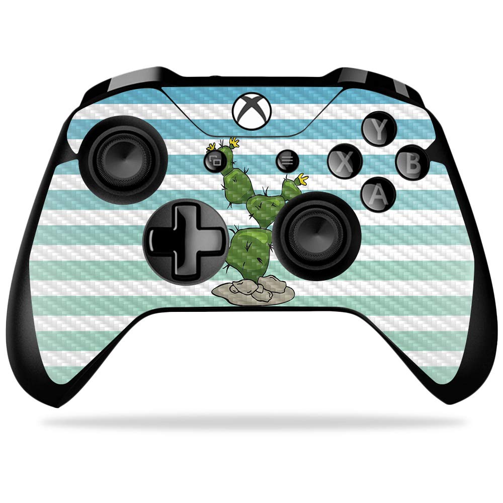 MightySkins Carbon Fiber Skin for Microsoft Xbox One X Controller - Happy Cactus | Protective Durable Textured Carbon Fiber Finish | Easy to Apply Remove and Change Styles | Made in The USA
