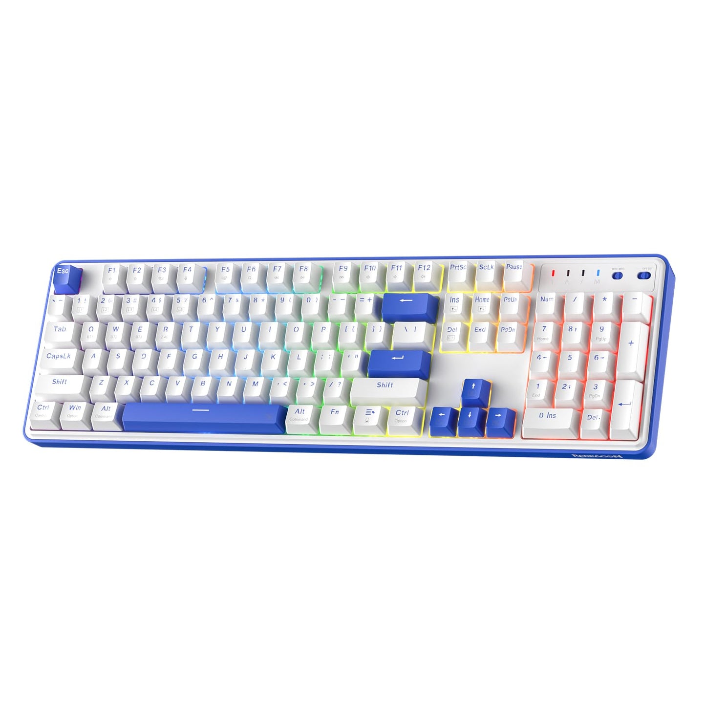 Redragon K685 PRO 104 Keys Wireless Gasket RGB Gaming Keyboard 3-Modes 100% Layout Mechanical Keyboard w/Hot-Swap Socket Sound Absorbing Pads & Linear Red Switch Klein Blue & Oia White