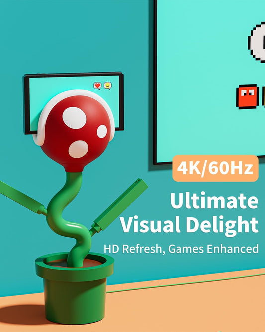 POWKONG Switch TV Dock - Charging Dock for Nintendo Switch & OLED, 4K HDMI, Red & Green, Model YM06