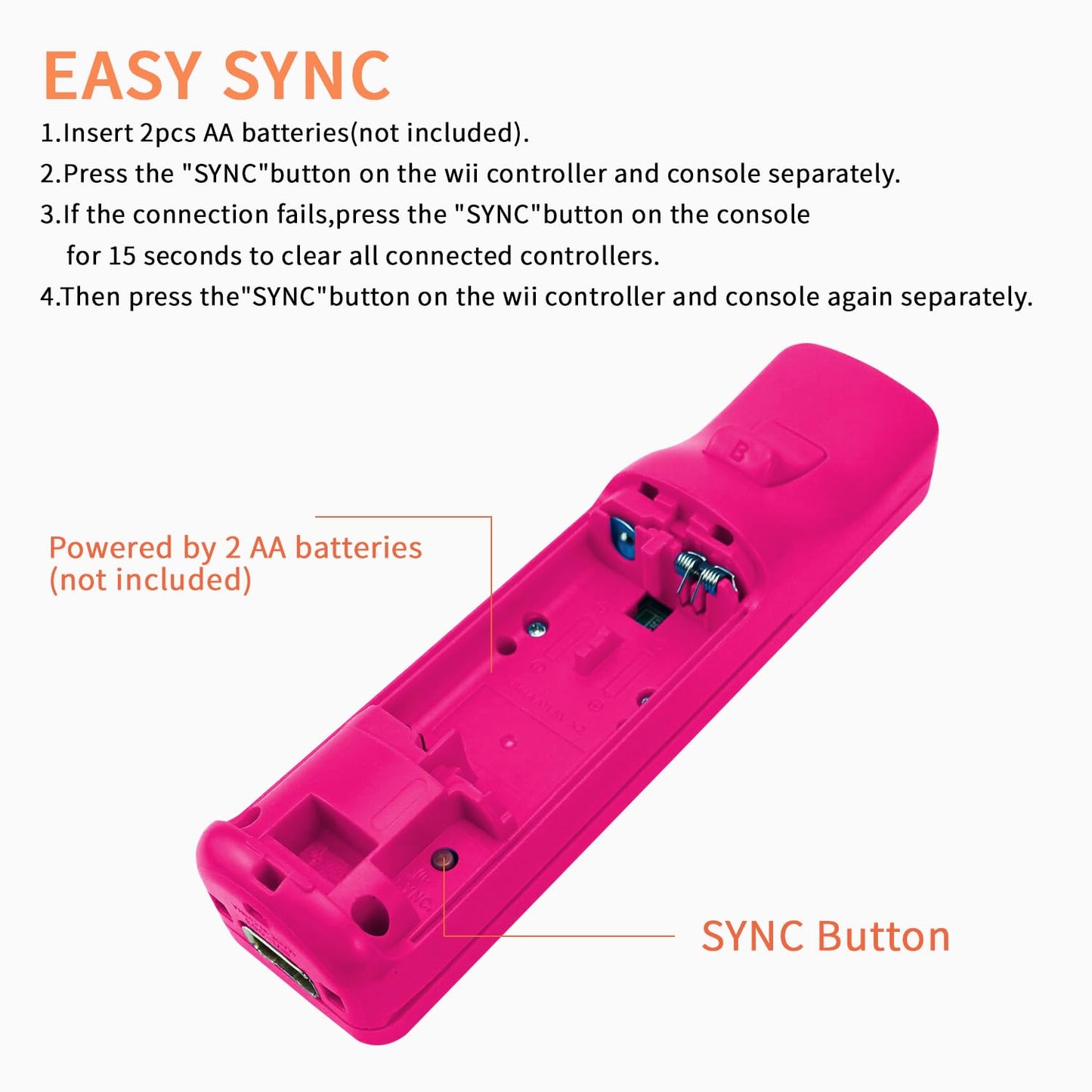 QUMOX Wii Controller with Motion Plus & Nunchuck, Pink Silicone Case