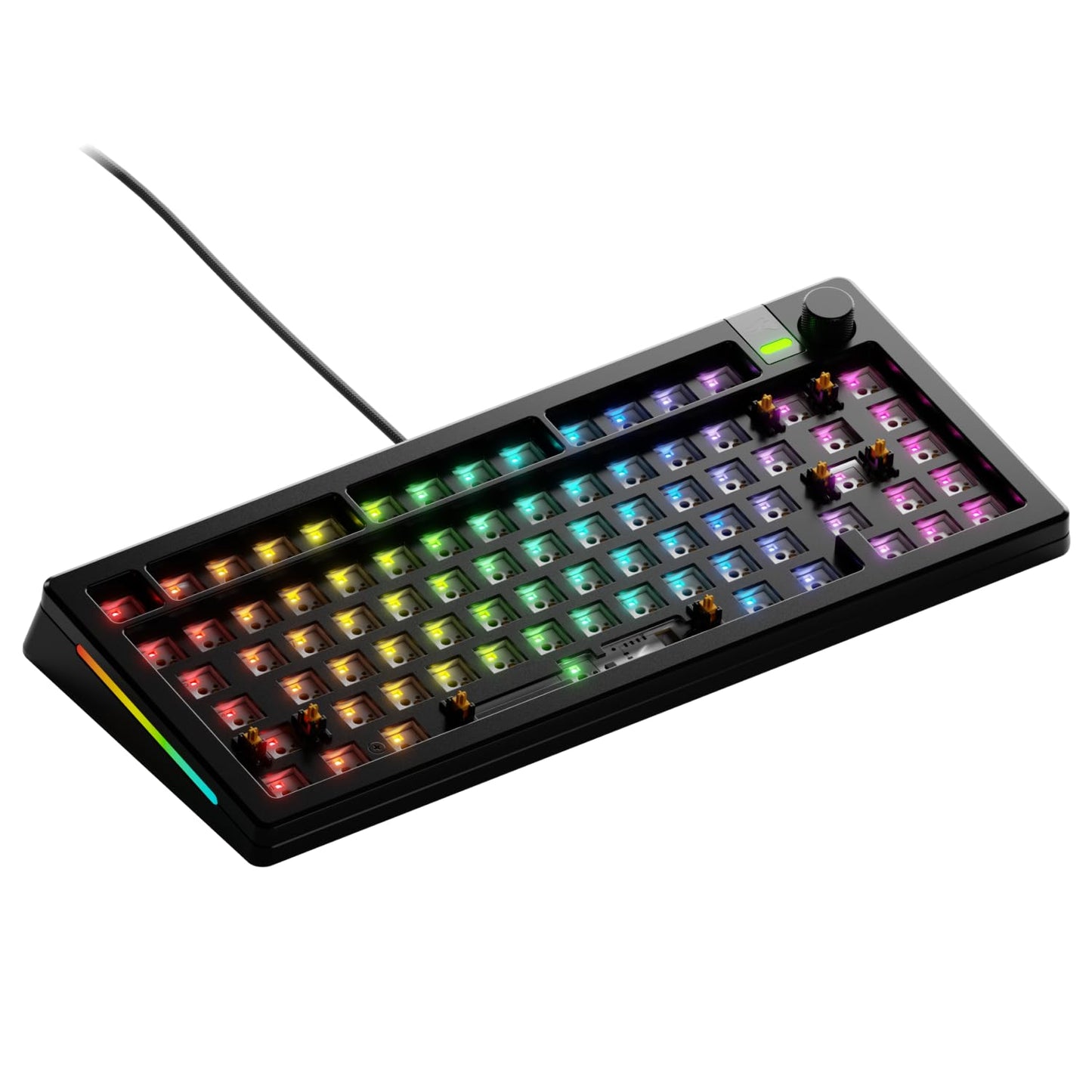 Glorious Gaming - GMMK 3 PRO Barebones Custom Keyboard Kit w/Knob Custom Modular Aluminum Body & Gasket System Hotswappable 75% Keyboard Sound Dampening Foam Aluminum Switch Plate ANSI (Black)