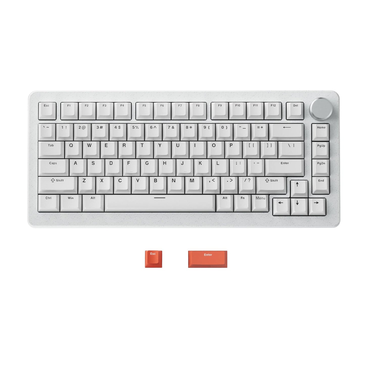 DrunkDeer A75 Pro Rapid Activate Mechanical Gaming Keyboard HE Hall Effect Silent Magnetic Switch Adjustable Actuation PBT Keycap Cherry Profile RGB 75% 82Keys ANSI Wired with Knob,White