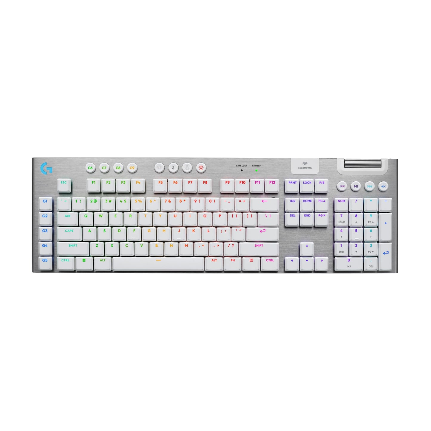 Logitech G915 X Lightspeed Wireless Mechanical Gaming Keyboard Double-Shot PBT Keycaps Fully Programmable Keys RGB Backlit Mac/PC Gaming Keyboards Aluminum Finish GL Tactile Switches White