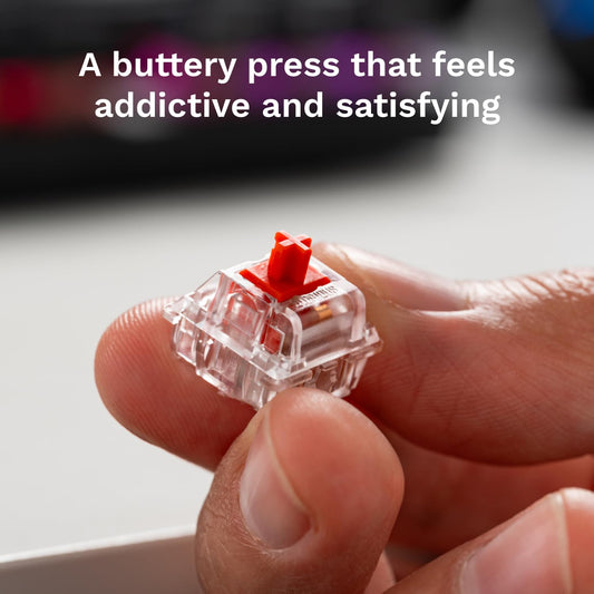 Glorious Fox Linear Mechanical Switches - 110 PCS, 3-pin, Pre-Lubed, 45g Force, Transparent for MAX RGB, Compatible with MX Keycaps