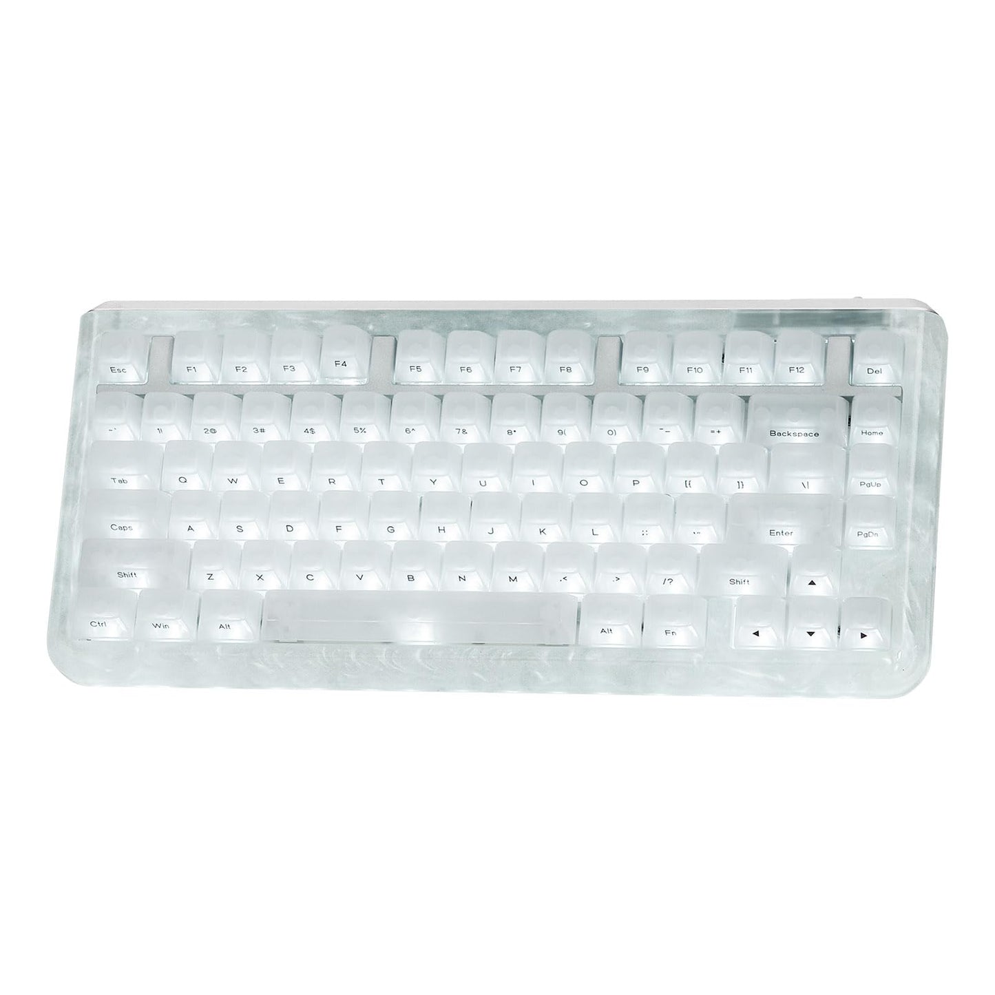 KiiBoom Jade75 75% Resin Molding Mechanical Keyboard BT5.0/USB-C/2.4GHz Wireless Gaming Keyboard QMK&VIA Programmable RGB Backlits Hot-Swappable CNC+UV Case for Windows/Mac/Linux (White)