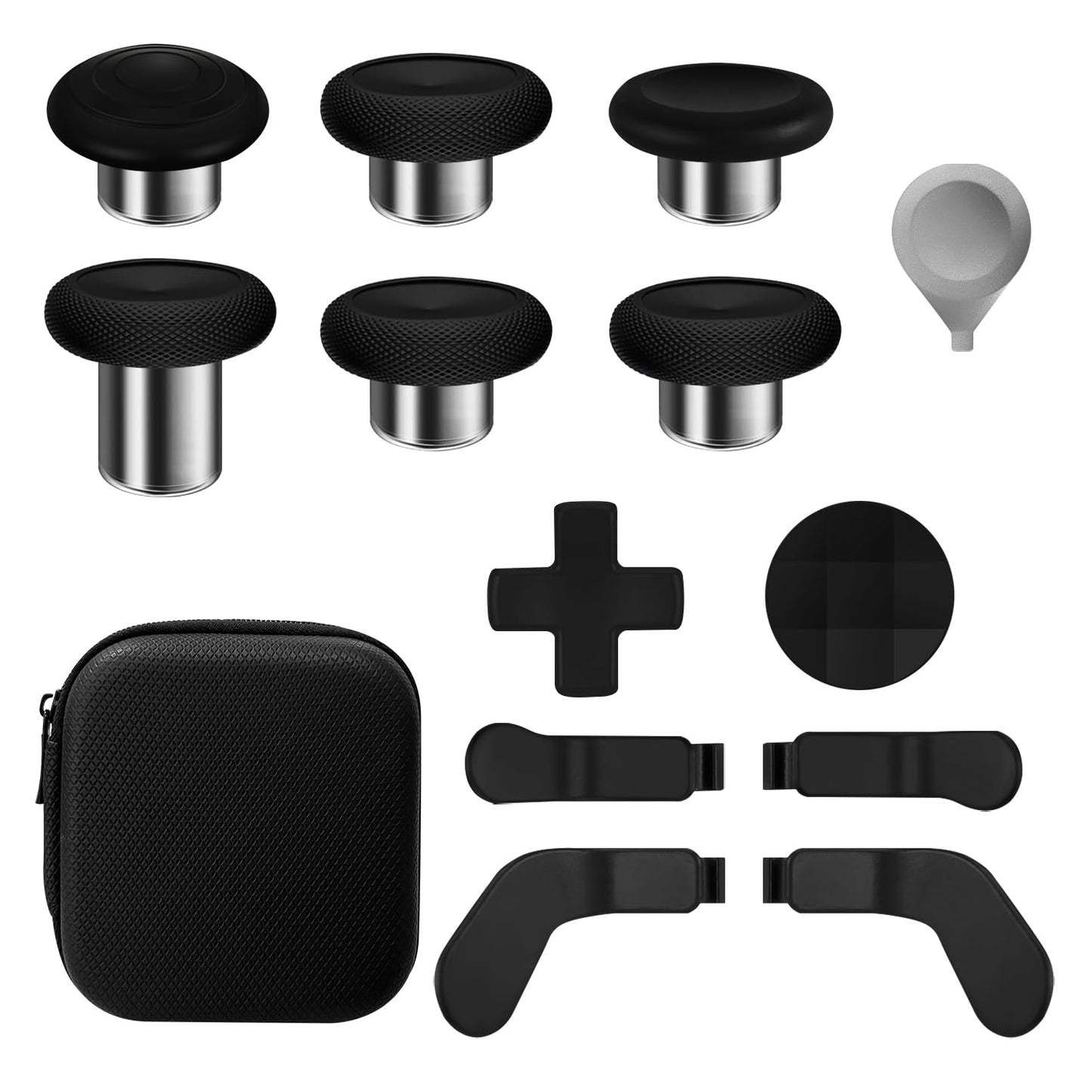 Accessories for Xbox One Elite Series 2 Controller 13 IN 1 Metal Thumbstick for Xbox One Controller Elite 2 Replacement Kit with Bag Metal Mod 6 Swap Joystick 4 Paddles 2 D-Pads 1 Tool Black