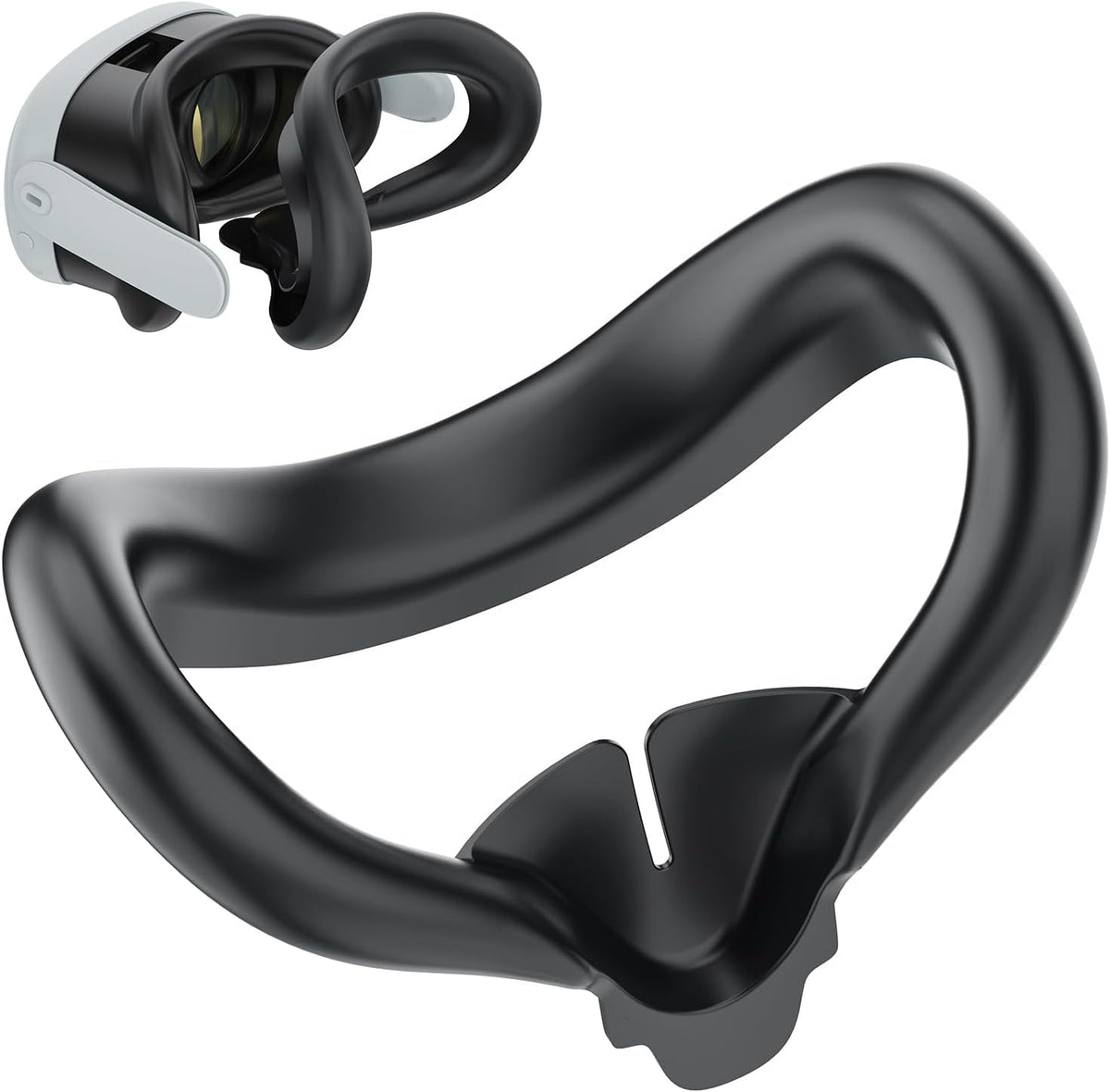Silicone Face Pad Cover for Meta Quest 3 Original VR Headset Accessories Meta Quest 3 Facial Interface Meta Quest 3 Accessories VR Face Cushion Pad protective cover for Oculus Quest 3 Headset (Black)
