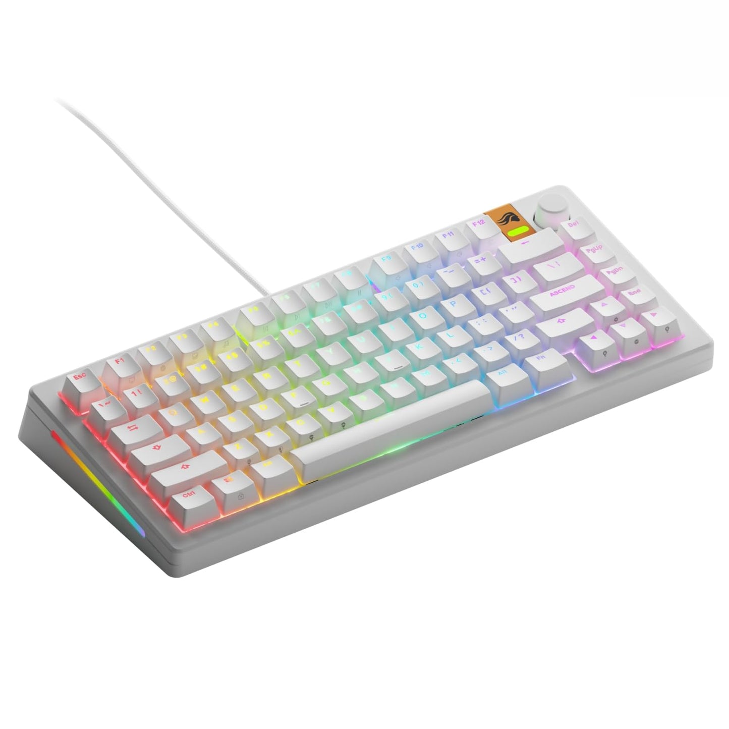 Glorious Gaming - GMMK 3 HE Rapid Trigger Keyboard Hall Effect 8K Polling Rate MX Mechanical & Magnetic Switches Hotswappable 75% Keyboard Modular Gasket System Doubleshot PBT keycaps (White)