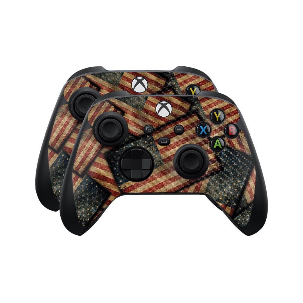 Carbon Fiber Skin Compatible with Microsoft Xbox Series X|S Controller (2 Pack) - Vintage American - Premium 3M Vinyl Protective Wrap Decal Cover - Easy to Apply | Crafted in The USA by MightySkins