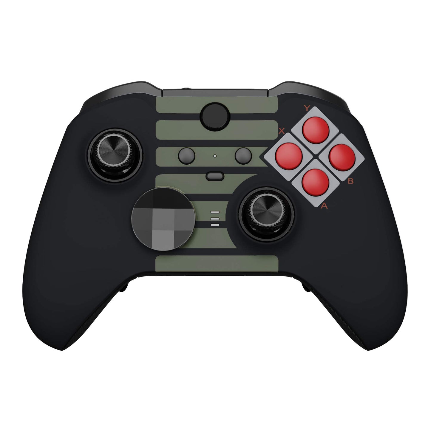 eXtremeRate Classic NES Style Faceplate Cover Soft Touch Front Housing Shell Case Replacement Kit for Xbox One Elite Series 2 Xbox Elite 2 Core Controller Model 1797 - Accent Rings Included