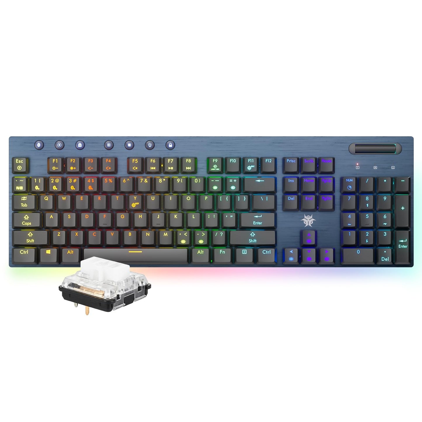 Hexgears Low Profile Gaming Keyboard w/Ultra-Thin Design 2-Mode Wireless RGB Mechanical Keyboard Dedicated Media Control & Tactile White Switch (Gray)