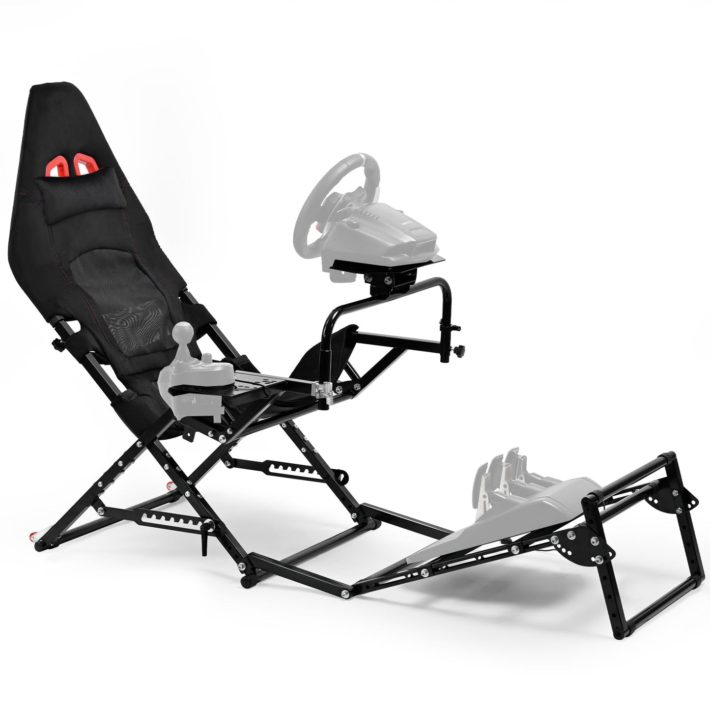 Gazzyt Foldable Racing Simulator Cockpit Compatible with Logitech G29 G920 G923/Thrustmaster T248 T300/Fanatec Direct Drive Wheels (=10Nm) Wheel and Pedals Not Included