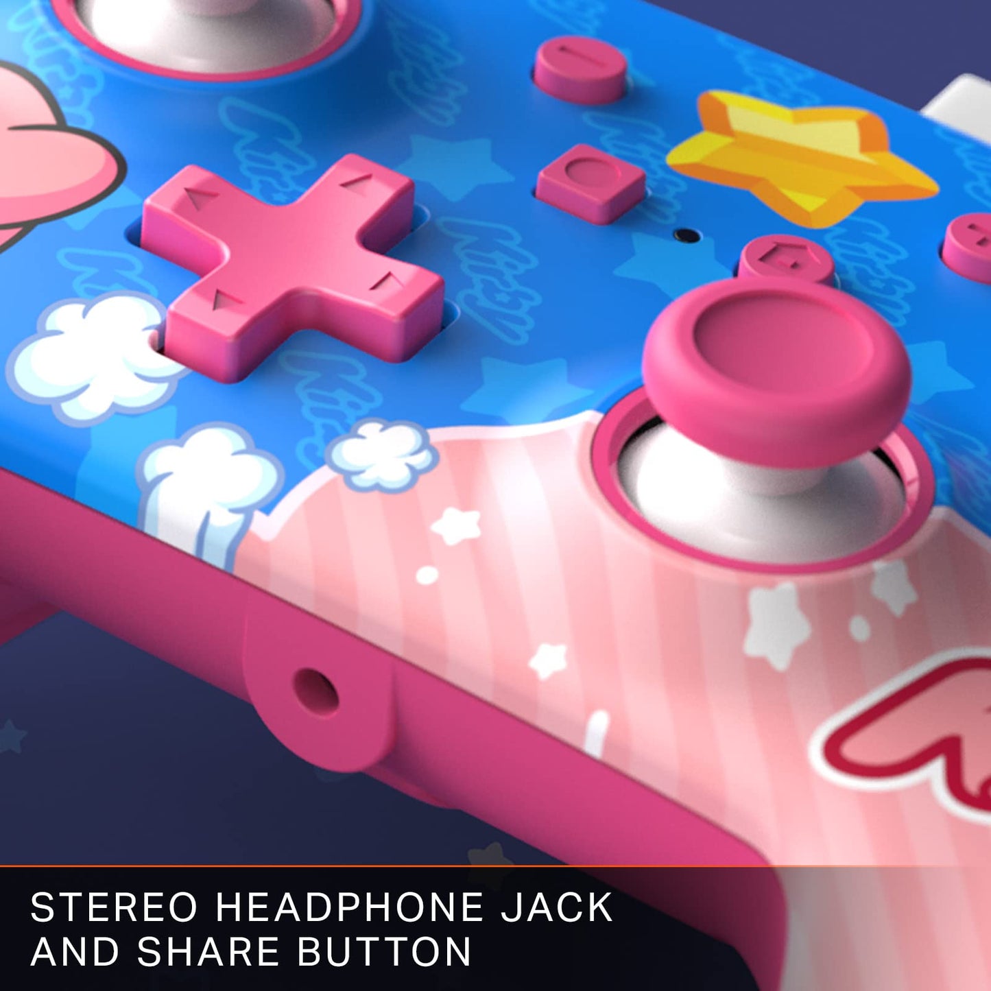 PowerA Enhanced Wired Gaming Controller for Nintendo Switch, Kirby Model, Pink/Blue Color, Officially Licensed