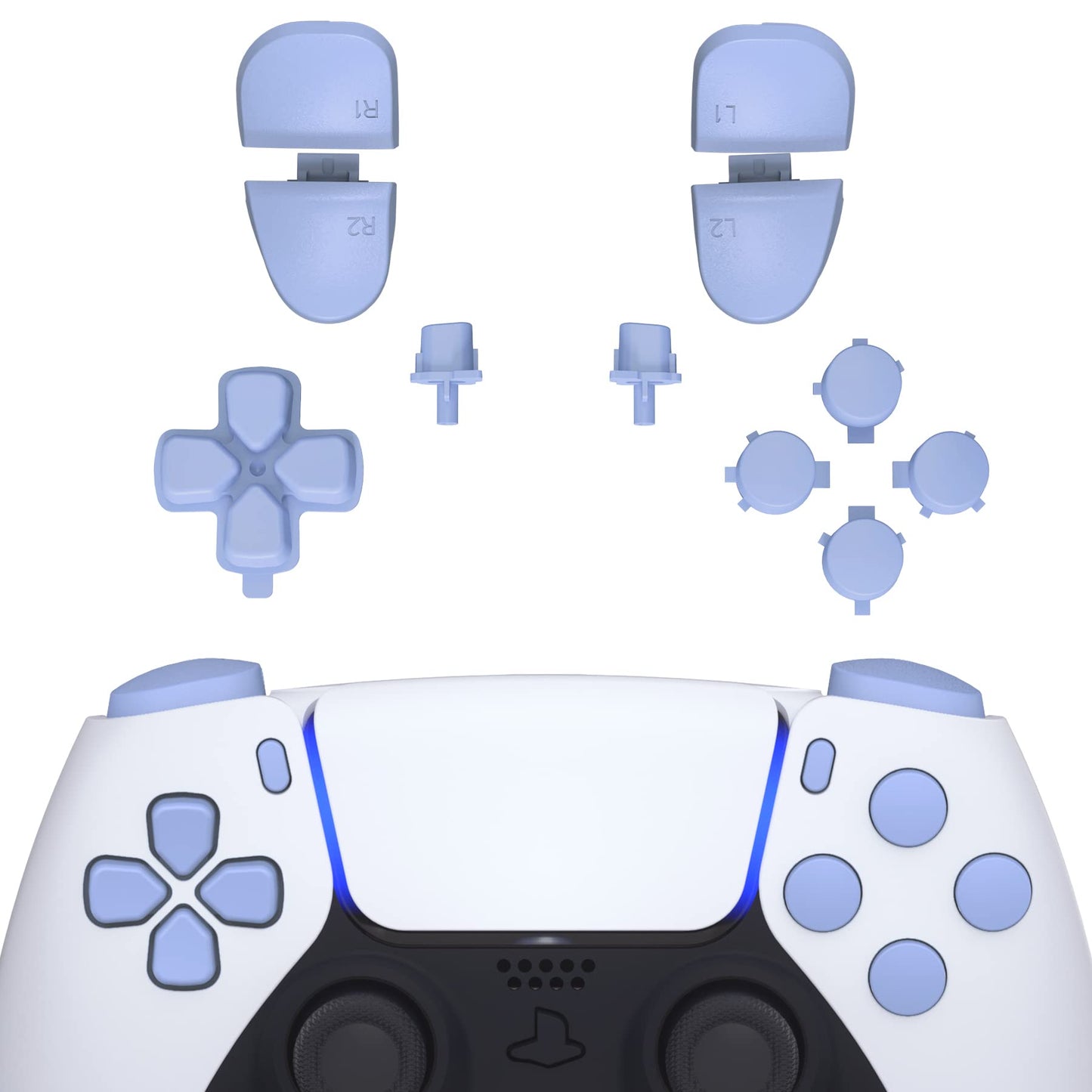 eXtremeRate Replacement D-pad R1 L1 R2 L2 Triggers Share Options Face Buttons Light Violet Full Set Buttons Compatible with ps5 Controller BDM-030 BDM-040 BDM-050 - Controller NOT Included
