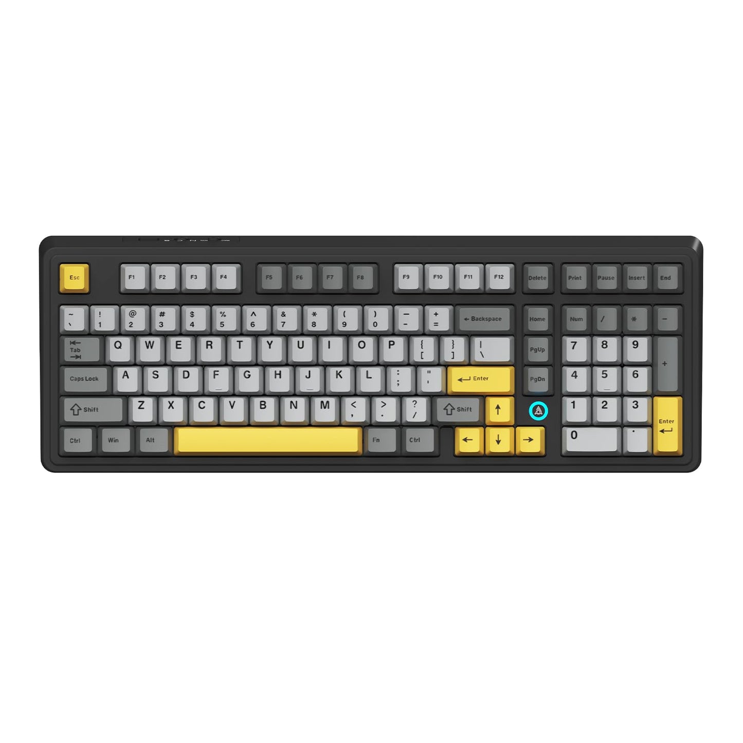 NACODEX Ajazz AK980 Grey Yellow Wireless Mechanical Gaming Keyboard Tri-Mode BT5.0/2.4GHz/USB-C Hot Swappable Custom Keyboard RGB Backlit Computer Gaming Keyboards for PC/Tablet/PS/Xbox