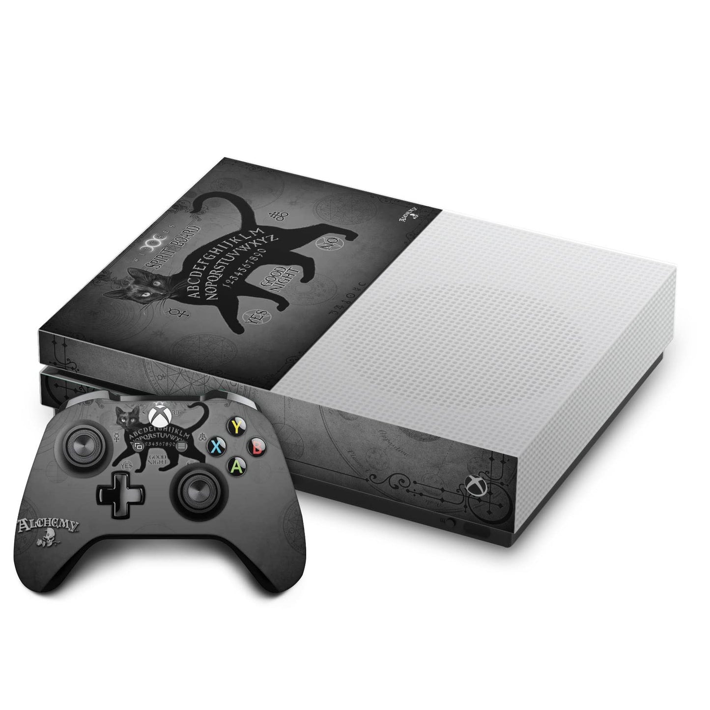 Head Case Designs Officially Licensed Alchemy Gothic Black Cat Spirit Board Gothic Vinyl Sticker Gaming Skin Decal Cover Compatible With Xbox One S Console and Controller Bundle