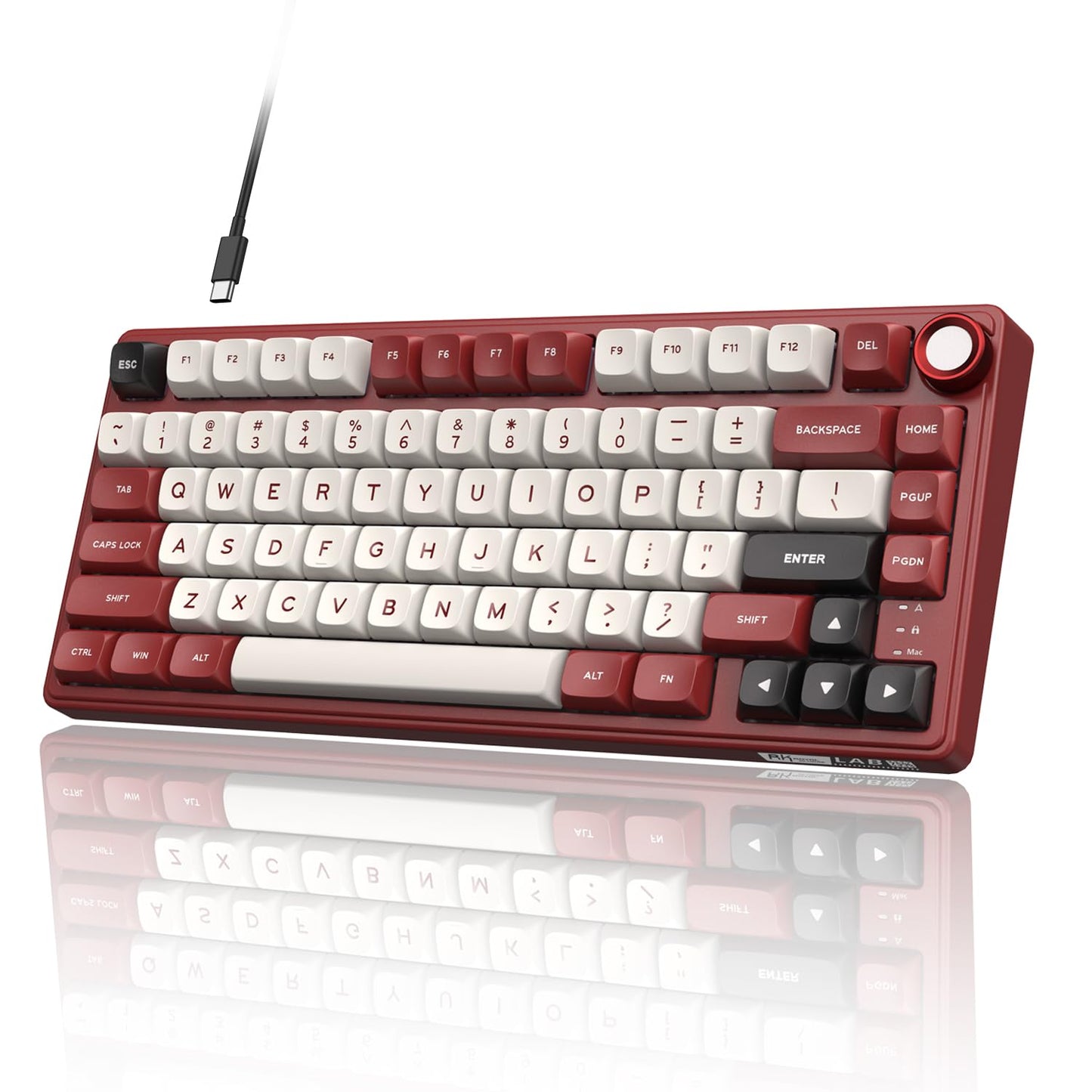 RK ROYAL KLUDGE R75 Mechanical Keyboard Wired with Volume Knob 75% Keyboard Gasket Mounted RGB Backlit Creamy Keyboard with MDA Profile PBT Keycaps Hot Swappable Pre-lubed Linear Switch