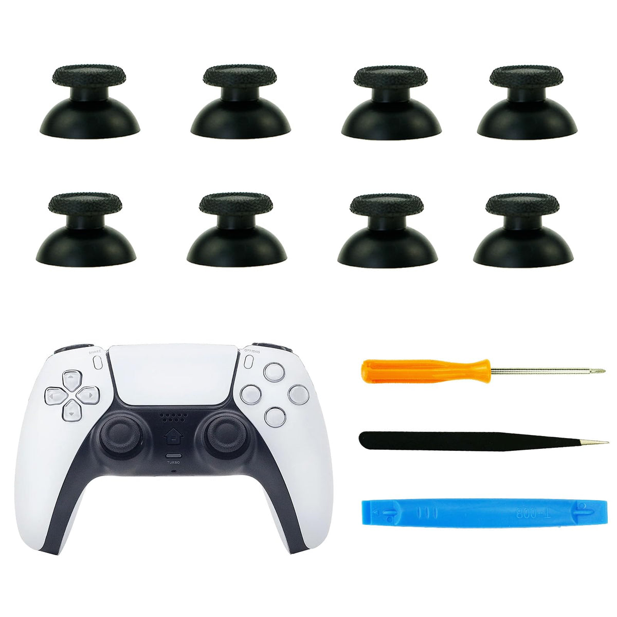 CTHTBZ 8PCS Replacement Thumbstick for PS5 Controller Analog Joystick Thumb Grips Sticks Repair Kit Screwdriver Compatible with PS5 (Black)