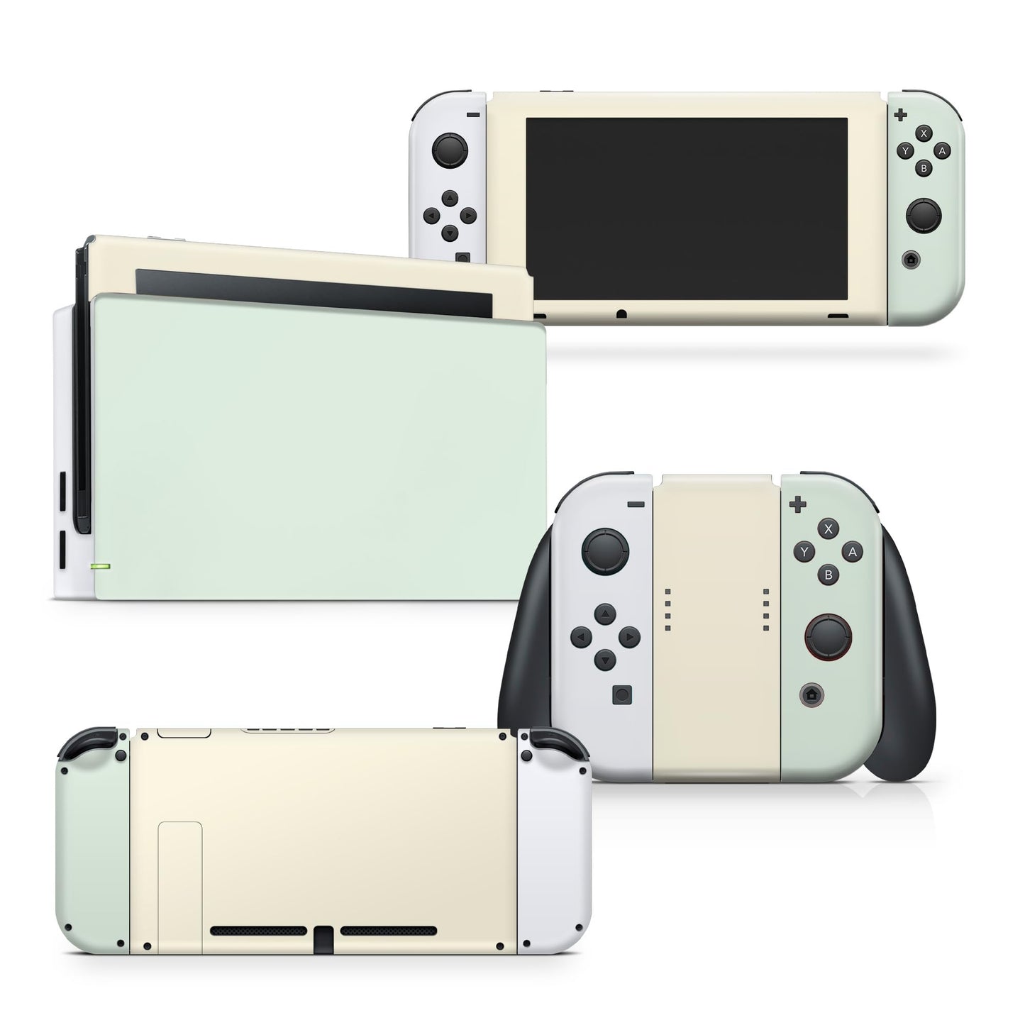 Tacky Design Classic colorwave Skin Compatible with Nintendo Switch Skin Wrap Cover Color Blocking Cover for Switch Stickers Premium 3M Vinyl (Pastel Green & Cream Nintendo Switch (2017))