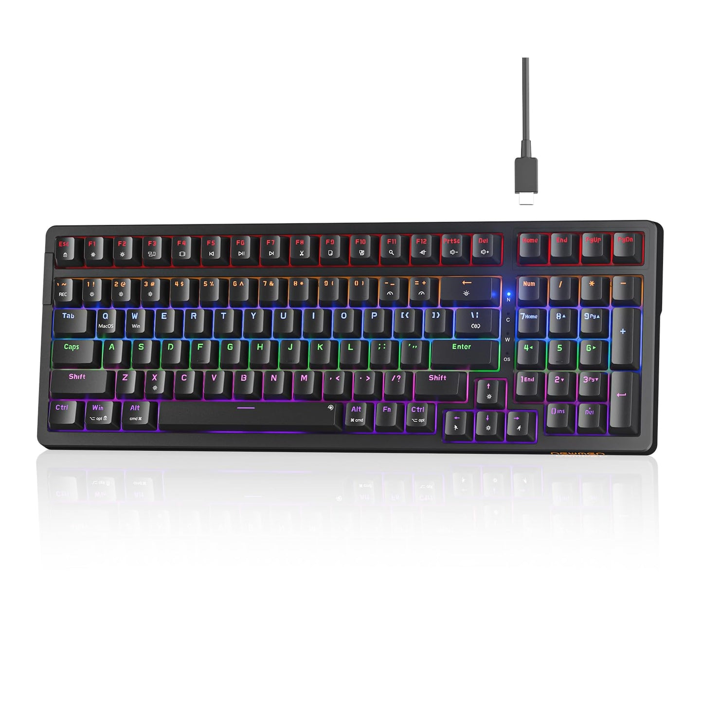 Newmen GM328 Mechanical Gaming Keyboard 100 Keys 18 LED Backlit Effects Wired Mechanical Keyboard with Linear Red Switch Double-Shot Keycaps Keyboards Gaming Compact Design for Gamers and Work