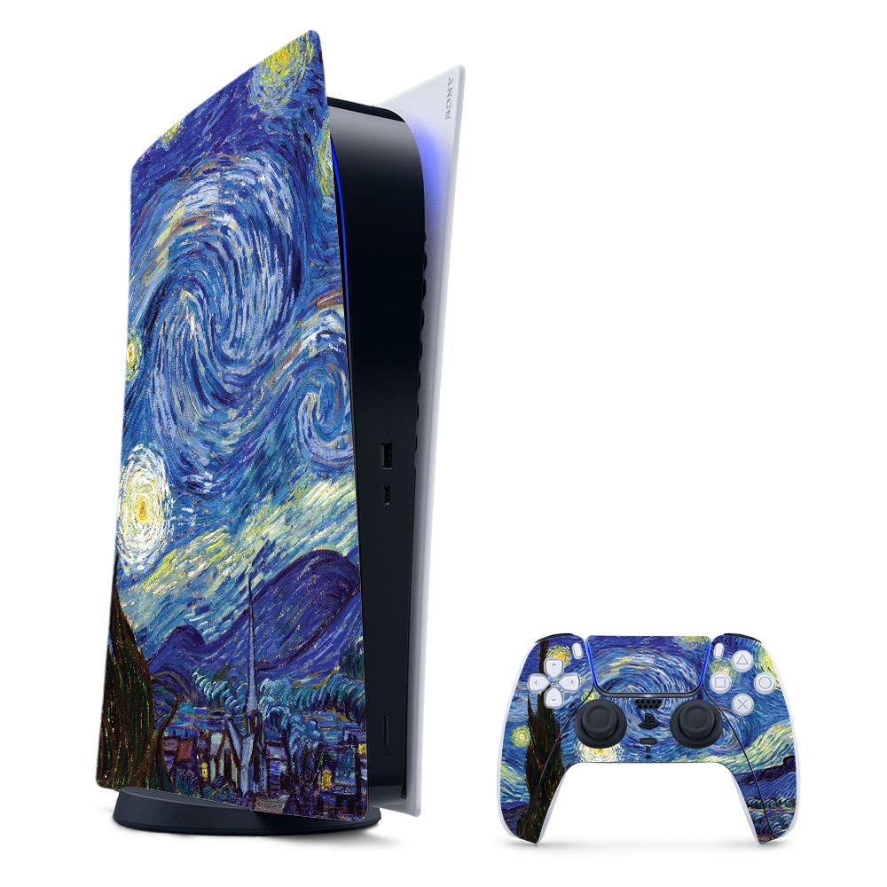 MightySkins Gaming Skin for PS5 / Playstation 5 Digital Edition Bundle - Starry Night | Protective Viny wrap | Easy to Apply and Change Styles | Made in The USA