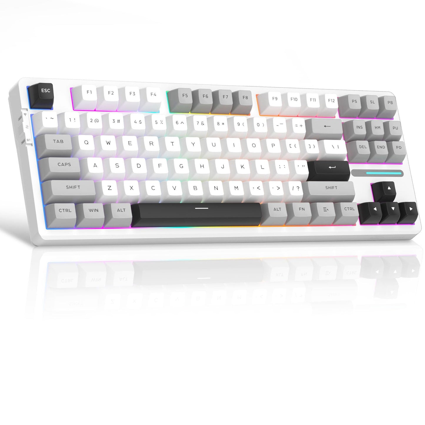 MageGee LIGHT87 Wireless Creamy Keyboard 80% Gasket Hot Swappable Custom Mechanical Keyboard Tri-Mode 2.4G/USB-C/BT5.0 RGB Backlit Gaming Keyboard for Win/Mac/PC 8000mAh Battery PBT Keycaps Grey