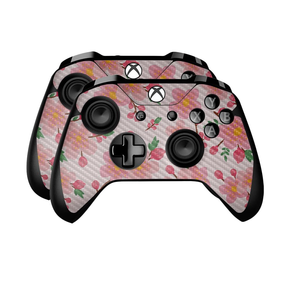 Carbon Fiber Skin Compatible with Microsoft Xbox One Controller (2 Pack) - Lilies in Bloom - Premium 3M Vinyl Protective Wrap Decal Cover - Easy to Apply | Crafted in The USA by MightySkins
