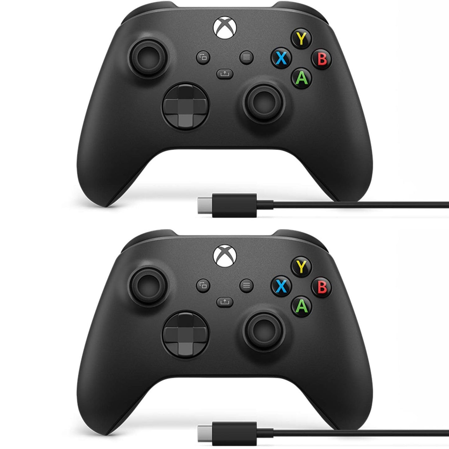 Microsoft Xbox Wireless Controller w/USB-C Cable for PC Carbon Black 1V8-00001 (2-Pack)